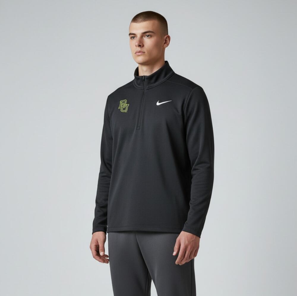 NIKE Men's Baylor Bears Black Long Sleeve Qtr Zip Pullover Size XXL